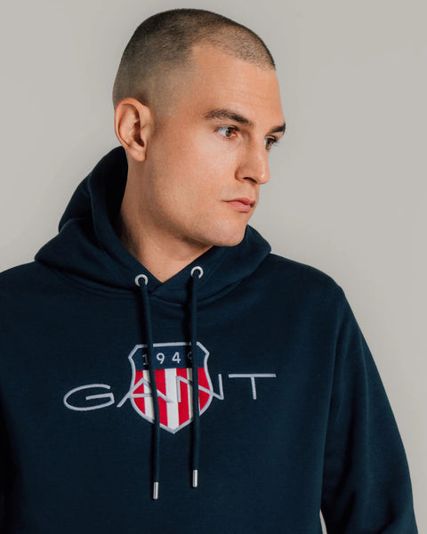 GANT 2047087-433 Reg Archive Shield Hoodie Felpa EVENING BLUE