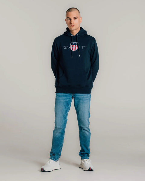 GANT 2047087-433 Reg Archive Shield Hoodie Felpa EVENING BLUE