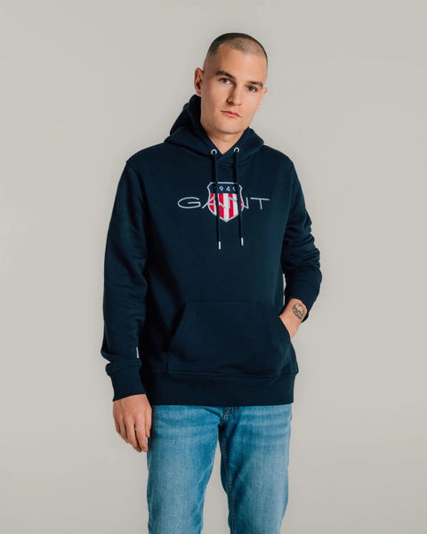 GANT 2047087-433 Reg Archive Shield Hoodie Felpa EVENING BLUE