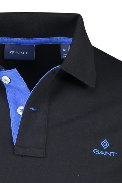 GANT 2062026-005 Contrast Collar Pique' Polo SS Rugger BLACK