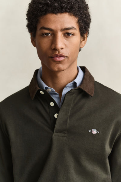 GANT 2065120-368 Cord Collar Rugger Polo DARK MOSS GREEN