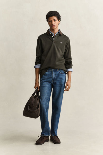 GANT 2065120-368 Cord Collar Rugger Polo DARK MOSS GREEN