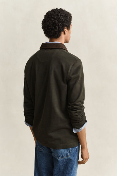 GANT 2065120-368 Cord Collar Rugger Polo DARK MOSS GREEN