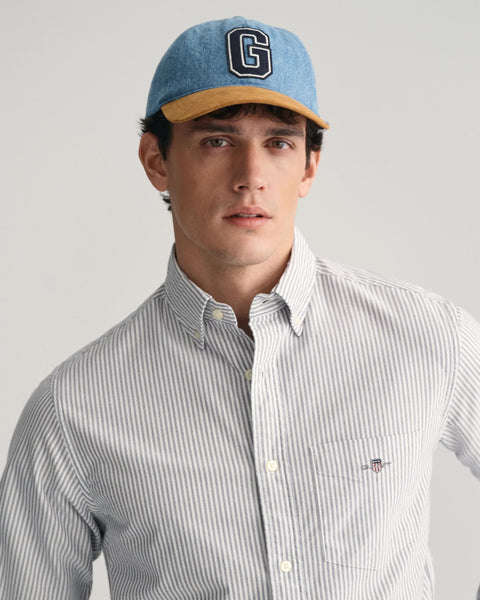 GANT 3000230-423 Reg Oxford Banker Stripe Shirt Camicia Button Down PERSIAN BLUE
