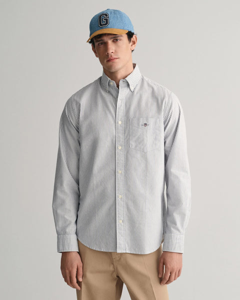 GANT 3000230-423 Reg Oxford Banker Stripe Shirt Camicia Button Down PERSIAN BLUE
