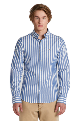 GANT 3240118-436 Slim Wide Poplin Stripe Button Down Shirt COLLEGE BLUE