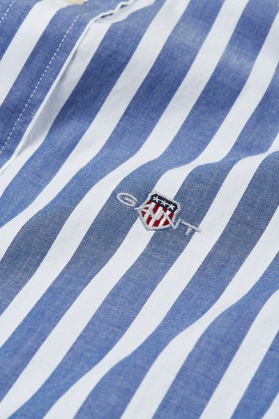 GANT 3240118-436 Slim Wide Poplin Stripe Button Down Shirt COLLEGE BLUE