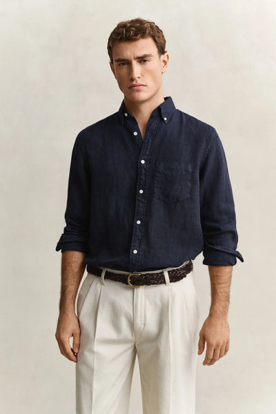 GANT 3240120 Garment Dyed Linen Shirt EVENING BLUE