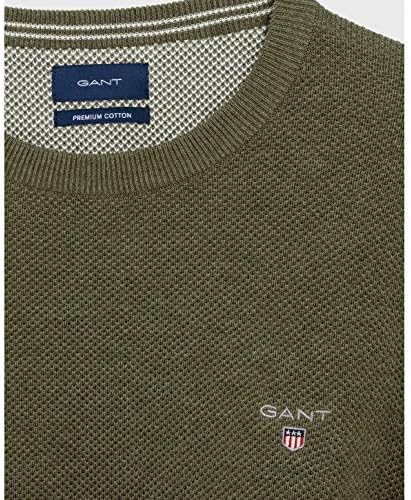 GANT 80021-384 Pullover Cotton Pique' girocollo uomo Khaki Green Melange