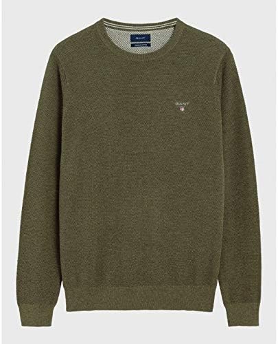 GANT 80021-384 Pullover Cotton Pique' girocollo uomo Khaki Green Melange
