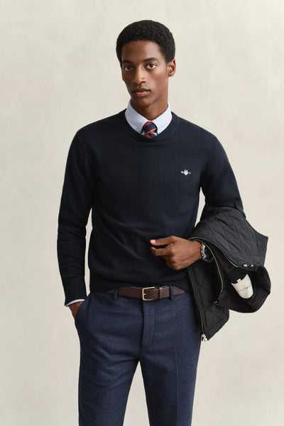 GANT 8030561-433 Classic Cotton Crew Neck Pullover EVENING BLUE