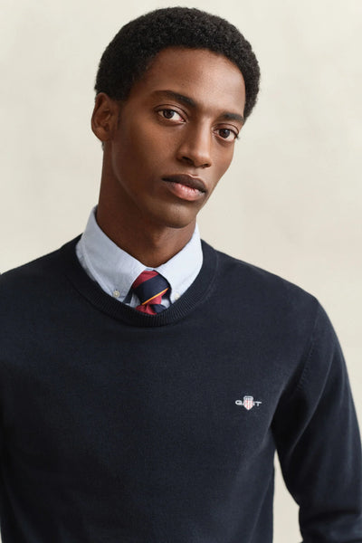 GANT 8030561-433 Classic Cotton Crew Neck Pullover EVENING BLUE