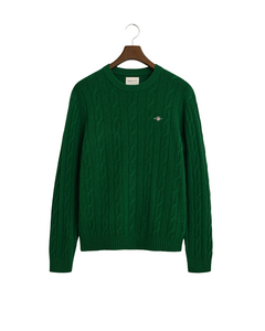 GANT 8050213-338 Lambswool Crew Neck Cable Pullover Intrecciato FOREST GREEN