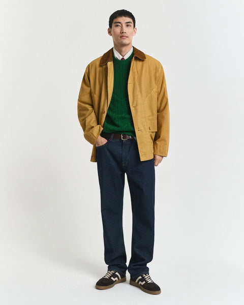 GANT 8050213-338 Lambswool Crew Neck Cable Pullover Intrecciato FOREST GREEN