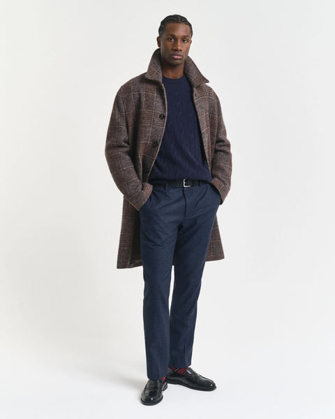 GANT 8050213-433 Lambswool Crew Neck Cable Pullover Intrecciato EVENING BLUE