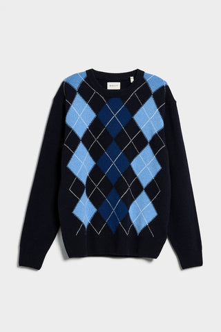 GANT 8060072-433 Argyle Crew-Neck Pullover EVENING BLUE