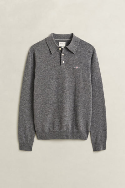GANT 8060109-090 Superfine Lambswool Classic Polo CHARCOAL MELANGE GREY