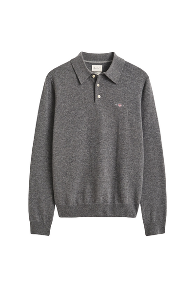 GANT 8060109-090 Superfine Lambswool Classic Polo CHARCOAL MELANGE GREY