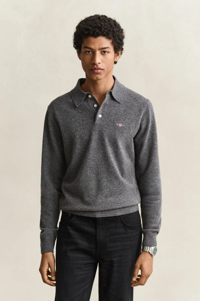 GANT 8060109-090 Superfine Lambswool Classic Polo CHARCOAL MELANGE GREY