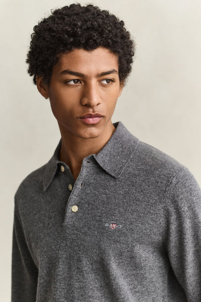 GANT 8060109-090 Superfine Lambswool Classic Polo CHARCOAL MELANGE GREY