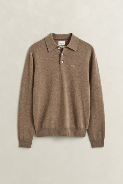 GANT 8060109-283 Superfine Lambswool Classic Polo LIGHT BROWN MELANGE