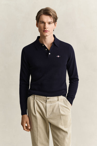 GANT 8060109-410 Superfine Lambswool Classic Polo BLU NAVY