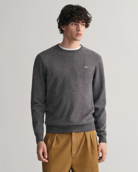 GANT 87211-090 Superfine Lambswool Pullover Girocollo CHARCOAL Melange Grey