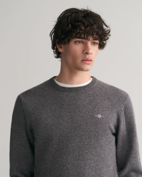 GANT 87211-090 Superfine Lambswool Pullover Girocollo CHARCOAL Melange Grey