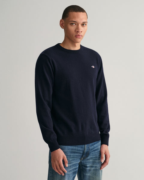 GANT 87211-410 Superfine Lambswool Crewneck Sweater Navy BLUE