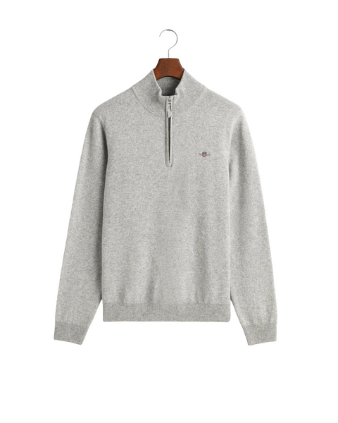 GANT 87213-095 Superfine Lambswool Half Zip Pullover Mezza Zip GREY MELANGE