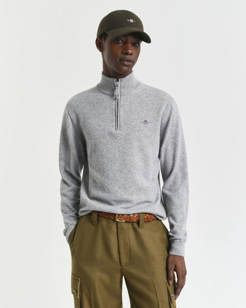 GANT 87213-095 Superfine Lambswool Half Zip Pullover Mezza Zip GREY MELANGE