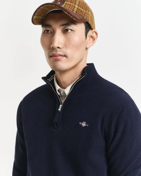 GANT 86213-410 Superfine Lambswool Half Zip Pullover BLU Navy