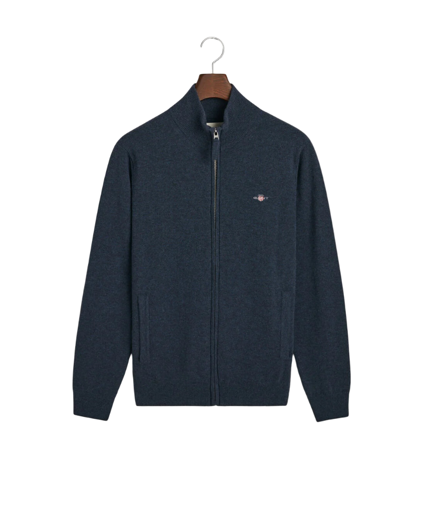 GANT 87214-480 Superfine Lambswool Full-Zip Cardigan DARK NAVY MELANGE