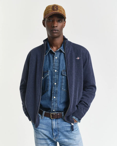GANT 87214-480 Superfine Lambswool Full-Zip Cardigan DARK NAVY MELANGE