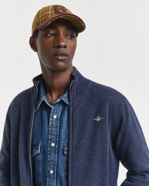 GANT 87214-480 Superfine Lambswool Full-Zip Cardigan DARK NAVY MELANGE