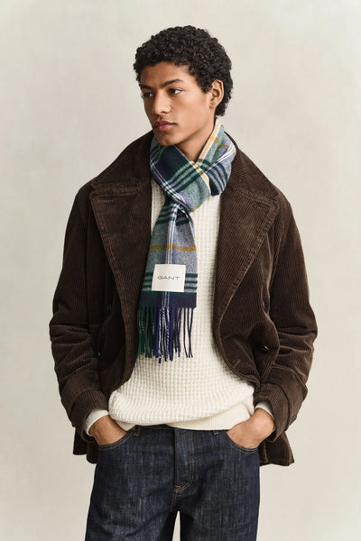 GANT 9920308-410 Checked Scarf sciarpa uomo MARINE GREEN