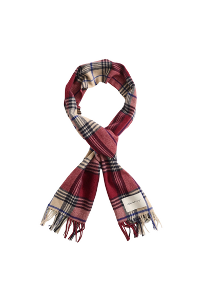 GANT 9920310-604 Checked Scarf sciarpa uomo PLUMPED RED