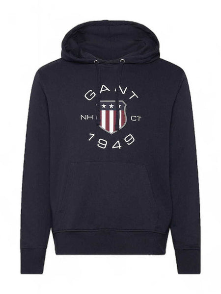 GANT 2015087-433 Print Sweat Hoodie Logo Sweatshirt NAVY BLUE