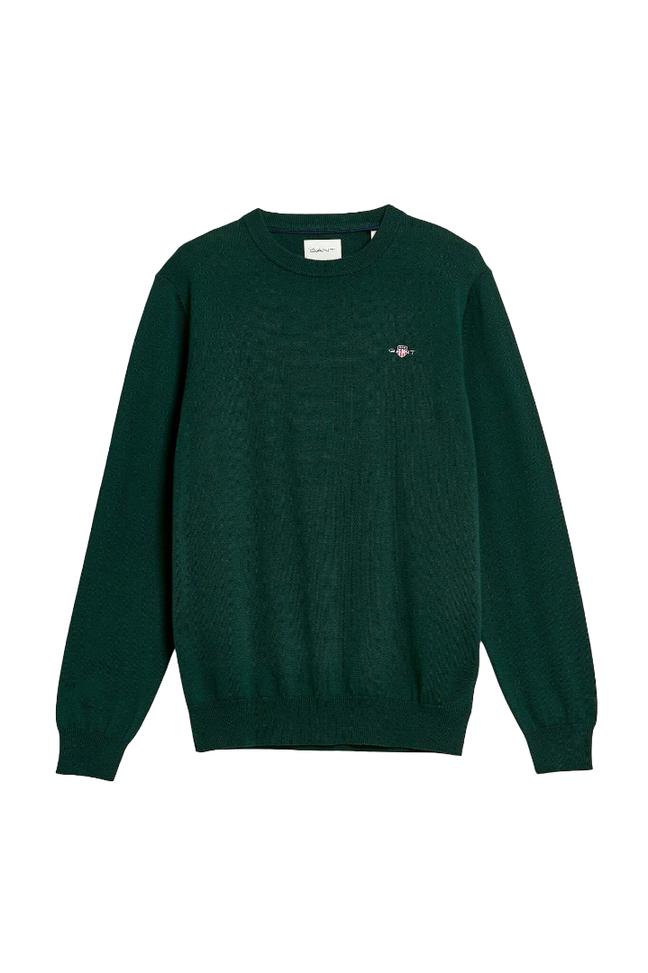 GANT 8060068-374 Cotton-Wool Crewneck Pullover TARTAN GREEN