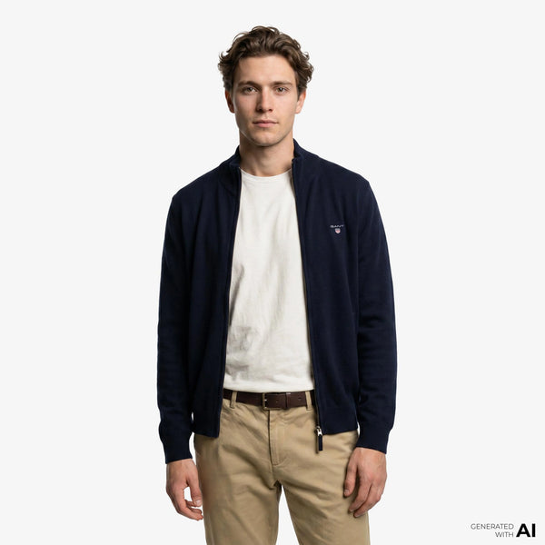GANT 87214-410 Superfine Lambswool Full-Zip Cardigan NAVY BLUE
