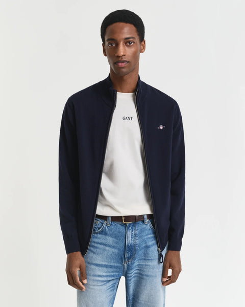 GANT 87214-410 Superfine Lambswool Full-Zip Cardigan NAVY BLUE