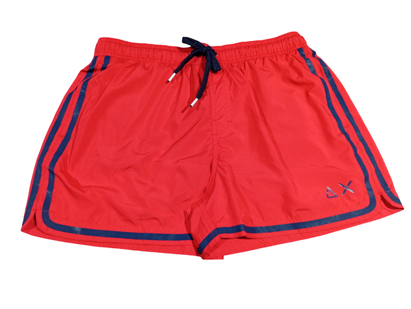 SUN68 H19103-10 Swim Short Side Band Boxer Mare Uomo Red (Rosso)
