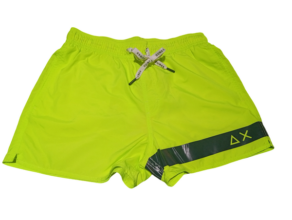 SUN68 H19102-63 Swim Short Solid Big Logo Boxer Mare Uomo YELLOW FLUO Giallo Fluo