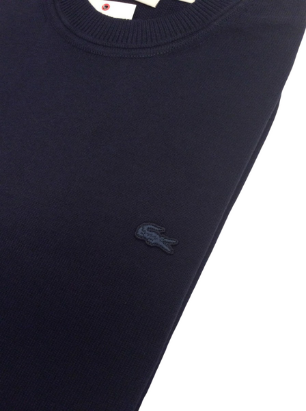 Lacoste AH7901-166 Pullover Girocollo Contrast Piquè Cotone BLU Navy
