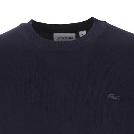 Lacoste AH7901-166 Pullover Girocollo Contrast Piquè Cotone BLU Navy