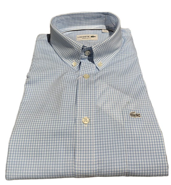 Lacoste CH3975-R6F Camicia quadretto vichy celeste