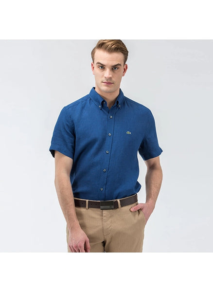 Lacoste CH6299-CC3 Camicia lino manica corta ROYAL BLUE