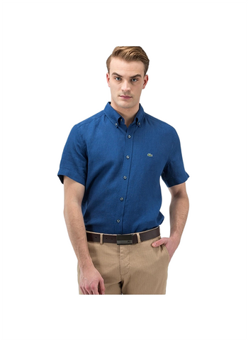 Lacoste CH6299-CC3 Camicia lino manica corta ROYAL BLUE