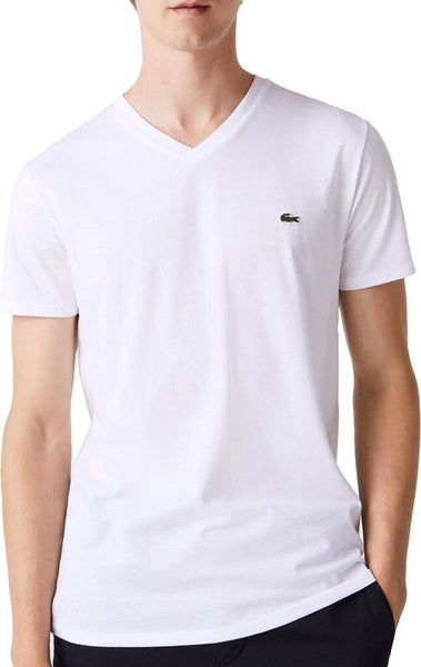 Lacoste TH6604-001 T-Shirt Manica Corta Scollo V Pima Cotton WHITE