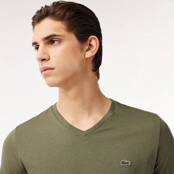 Lacoste TH6701-02C T-Shirt Manica Corta Scollo V Pima Cotton Armer GREEN